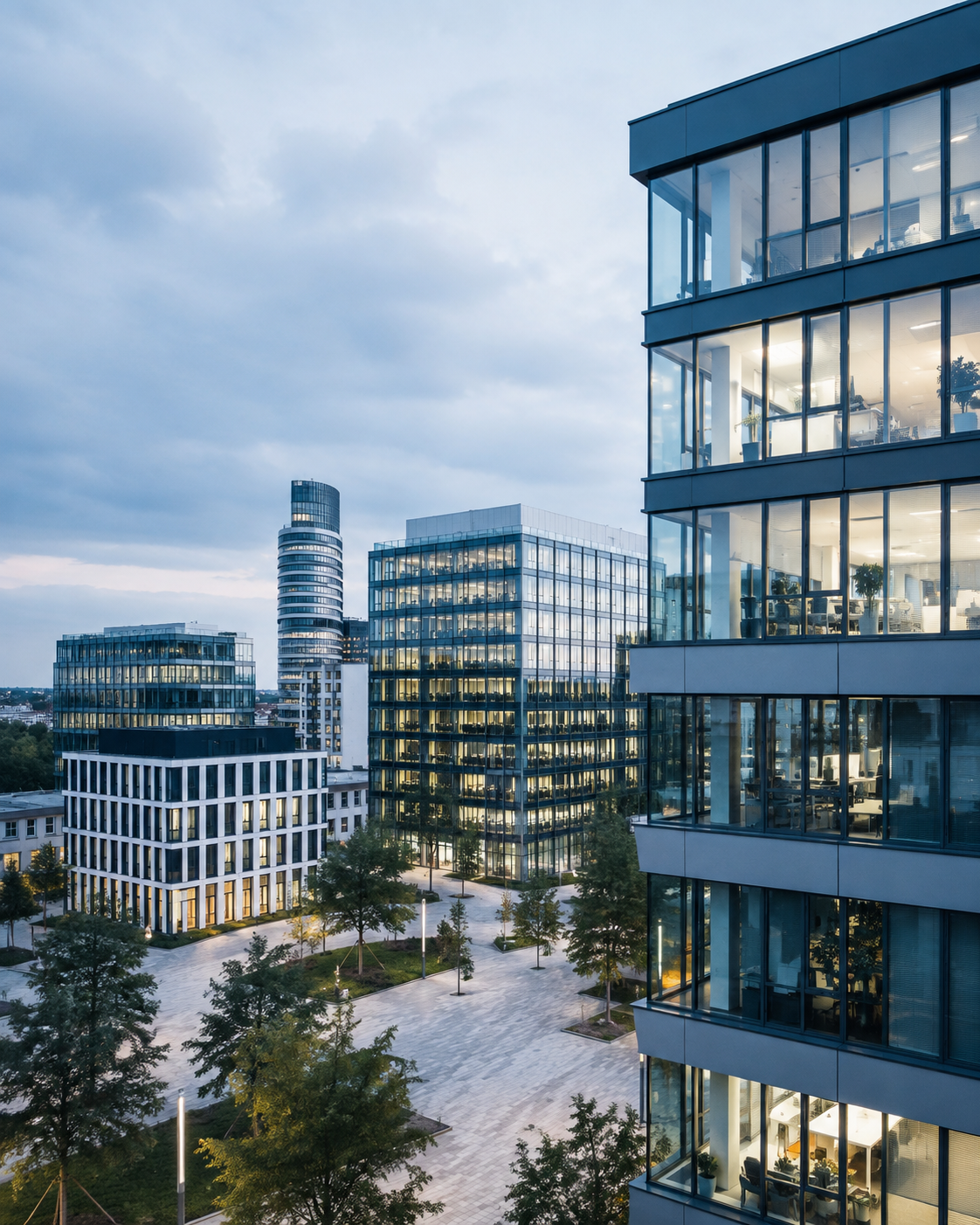 Moderne Bürogebäude in München – Wirtschaftsregion im Einsatzgebiet von MDSYSTEC