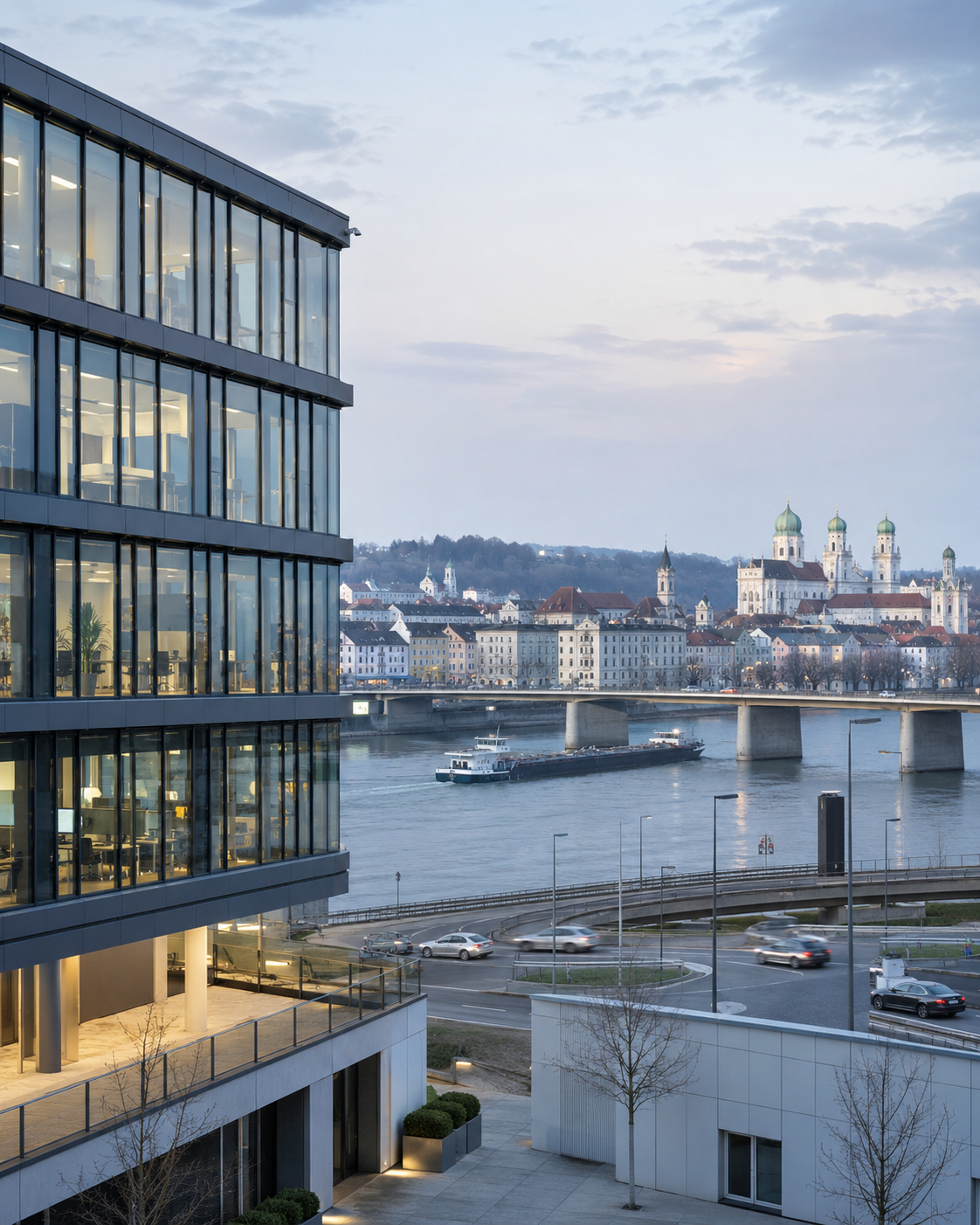 Moderne Bürogebäude in Passau – Wirtschaftsregion im Einsatzgebiet von MDSYSTEC
